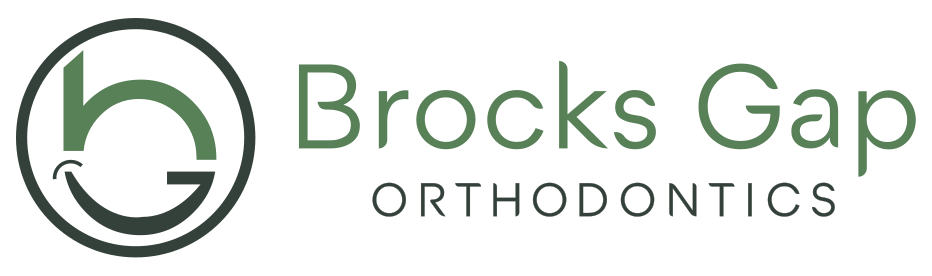 Brooks Gap Orthodontics logo with circular icon and gray text on white background.
